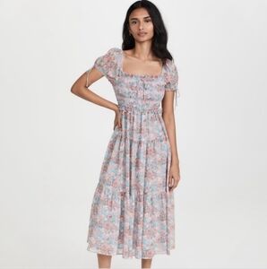 En Saison Adelina Floral Smocked Romantic Midi Dress